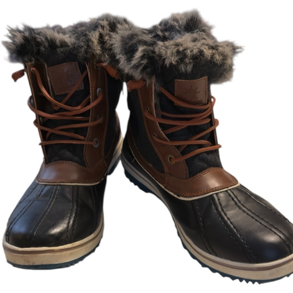 🌸Global Win Black and Brown Fur-Lined Women's Boots